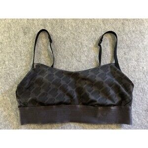VS Pink Ultimate Scoop Sports Bra Black Gray Logo M, Gym Yoga Pilates Run